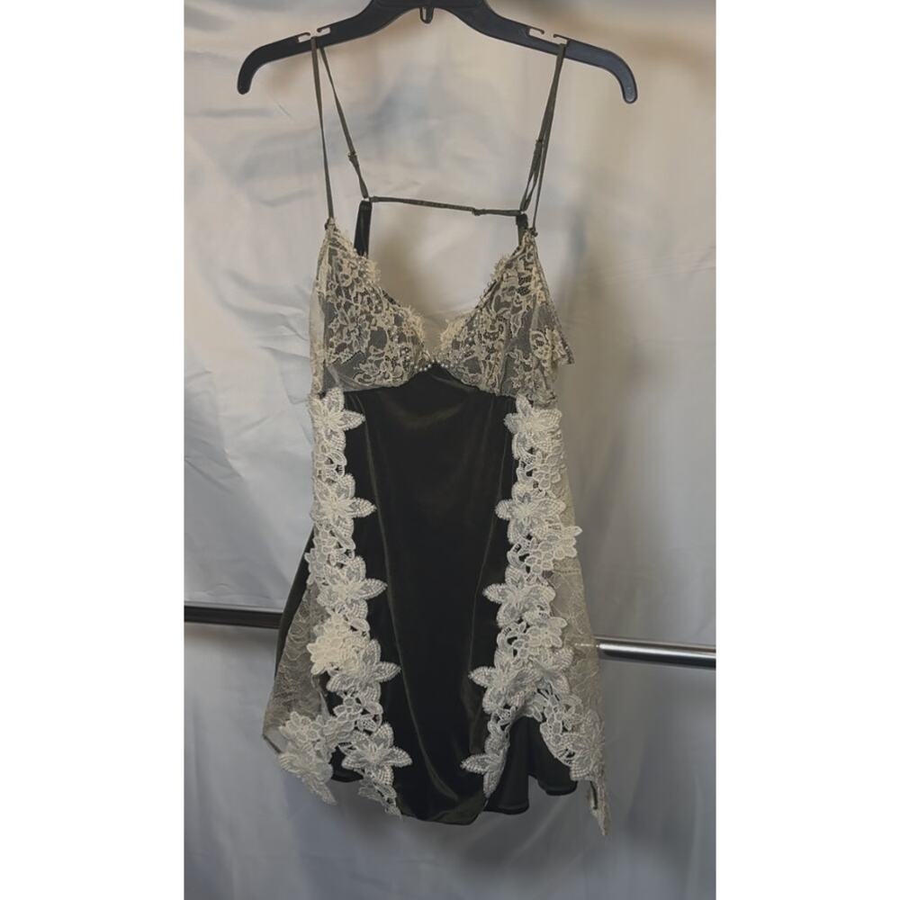 Lace baby doll dress sheer  green low back size XL